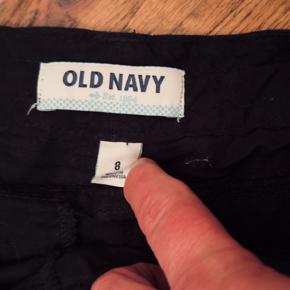 OLD NAVY Black Linen Safari Shorts w Drawstring Waist - Size 8 - Picture 11 of 11